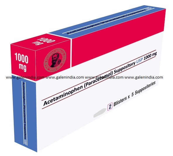Acetaminophen (Paracetamol) Suppositories 1000mg  Packing in Cartoon (Box) :
